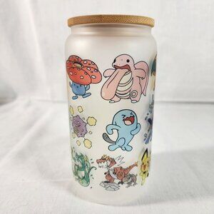 Pokemon Characters Anime Frosted Glass Tumbler 6 Inches New Without Tags